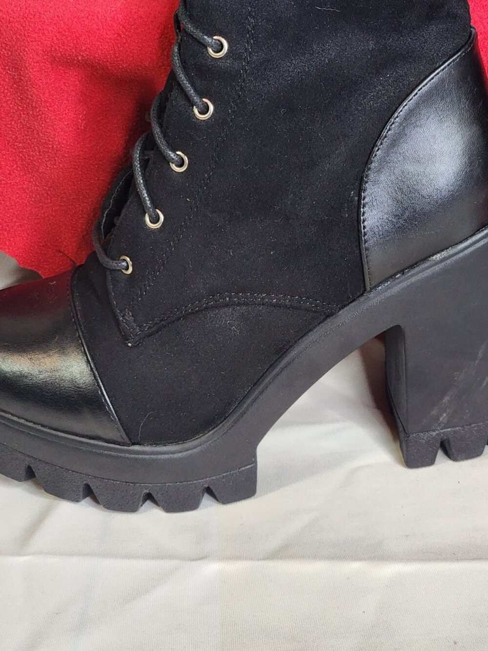Fashion Nova Los Angeles Black Blogger Suede Over The Knee Lace Up Boots Sz 8.5M - Picture 3 of 16